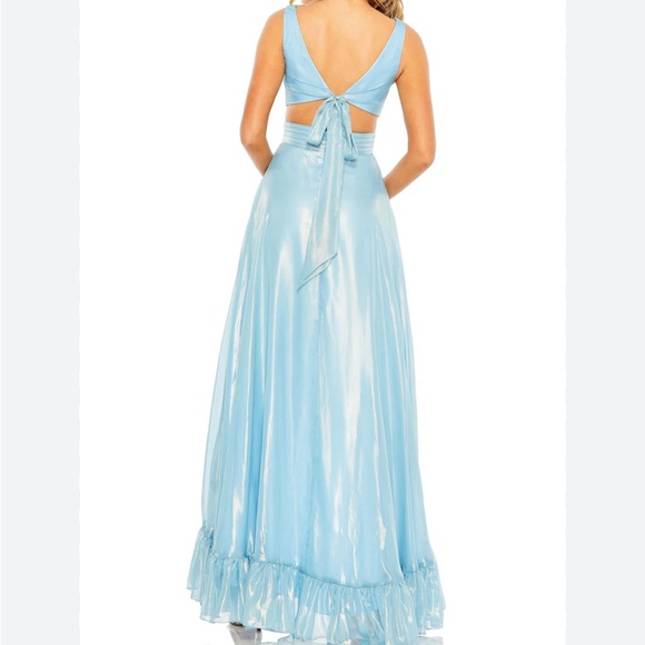 New Mac Duggal Shimmering Blue Ruffle Dress 49526 - Picture 3 of 13